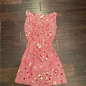 Agnes B. Red and White Swirl Pattern Dress